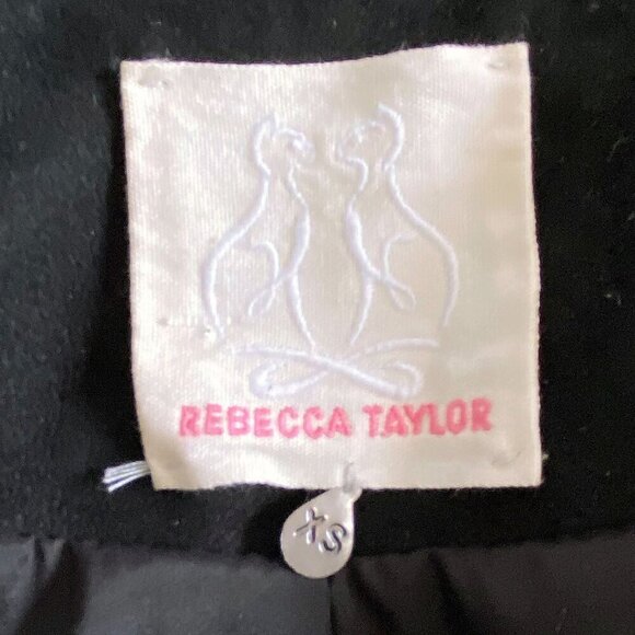 Rebecca Taylor Black Lamb Leather Moto Vest with Wool‎ Lapel, Size XS - Picture 4 of 15